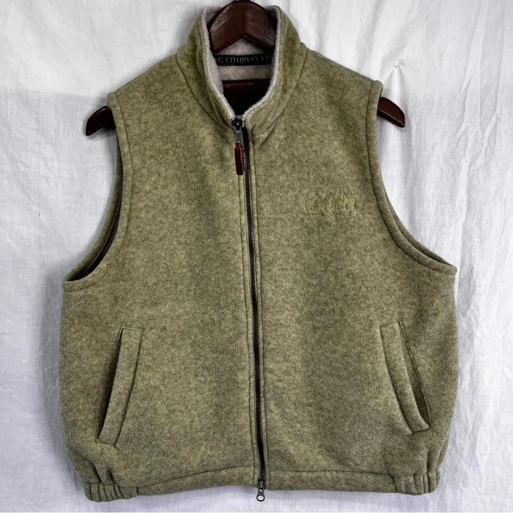 Outback Trading Summit Vest Mens Medium Heathered Green Fleece Full Zip Western